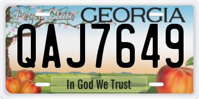 GA license plate QAJ7649