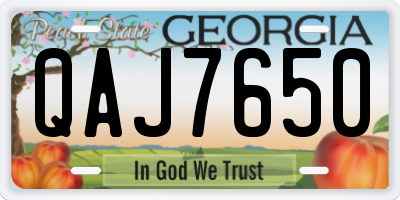 GA license plate QAJ7650