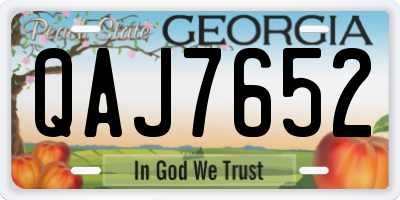 GA license plate QAJ7652