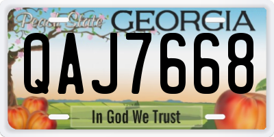 GA license plate QAJ7668