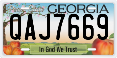 GA license plate QAJ7669