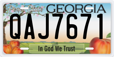 GA license plate QAJ7671