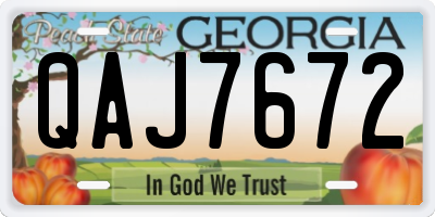 GA license plate QAJ7672