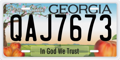 GA license plate QAJ7673