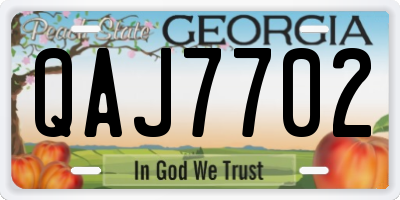 GA license plate QAJ7702
