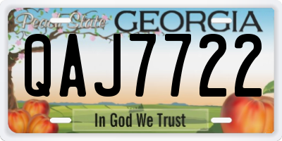 GA license plate QAJ7722