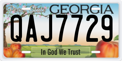 GA license plate QAJ7729