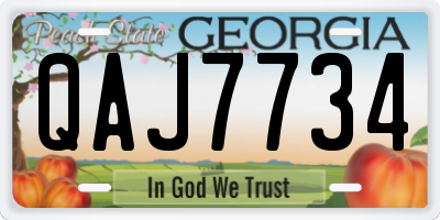 GA license plate QAJ7734