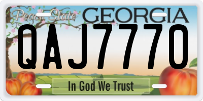 GA license plate QAJ7770