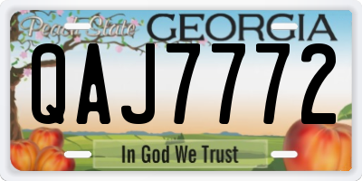 GA license plate QAJ7772