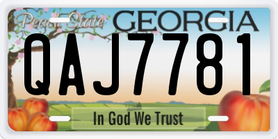 GA license plate QAJ7781