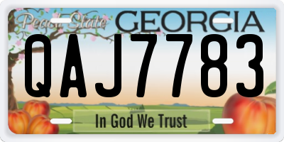 GA license plate QAJ7783