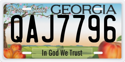 GA license plate QAJ7796