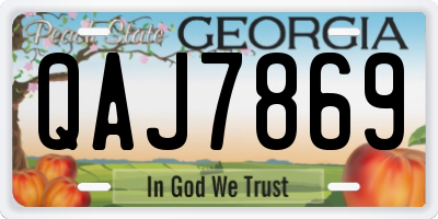 GA license plate QAJ7869