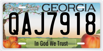 GA license plate QAJ7918