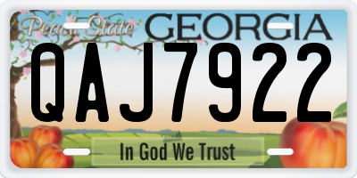 GA license plate QAJ7922