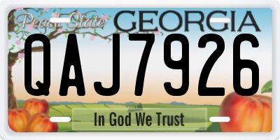 GA license plate QAJ7926