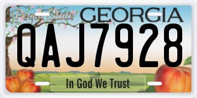 GA license plate QAJ7928