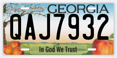 GA license plate QAJ7932