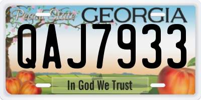 GA license plate QAJ7933