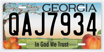 GA license plate QAJ7934