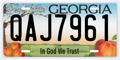 GA license plate QAJ7961