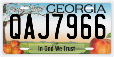 GA license plate QAJ7966