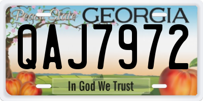 GA license plate QAJ7972