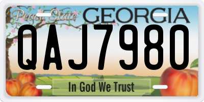 GA license plate QAJ7980
