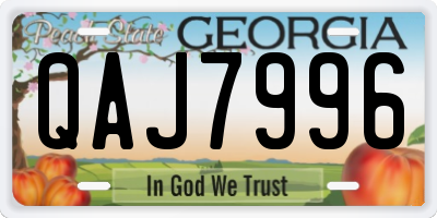 GA license plate QAJ7996