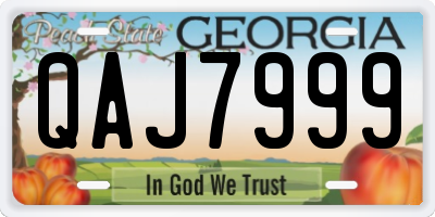 GA license plate QAJ7999