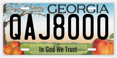 GA license plate QAJ8000