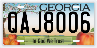 GA license plate QAJ8006