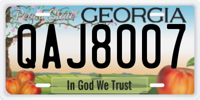 GA license plate QAJ8007