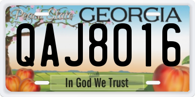GA license plate QAJ8016
