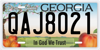 GA license plate QAJ8021