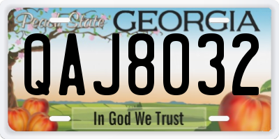 GA license plate QAJ8032