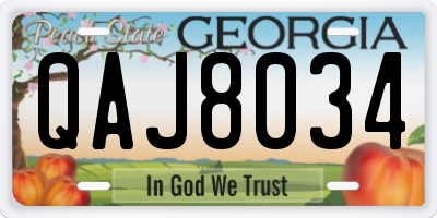 GA license plate QAJ8034