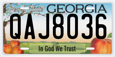 GA license plate QAJ8036