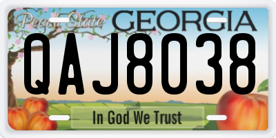 GA license plate QAJ8038
