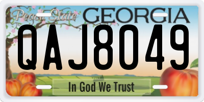 GA license plate QAJ8049