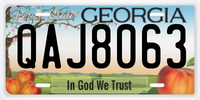 GA license plate QAJ8063