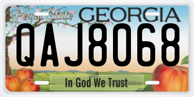 GA license plate QAJ8068