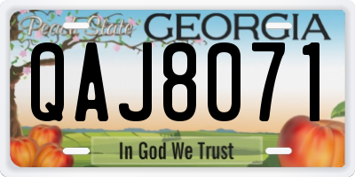 GA license plate QAJ8071