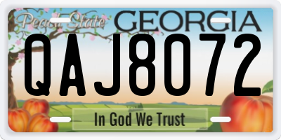 GA license plate QAJ8072