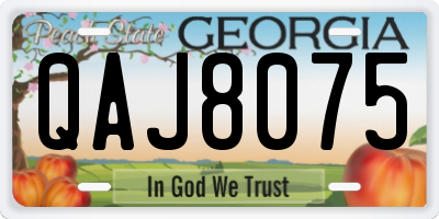 GA license plate QAJ8075