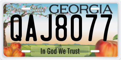 GA license plate QAJ8077