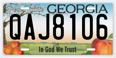 GA license plate QAJ8106