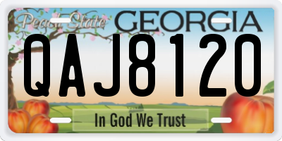 GA license plate QAJ8120