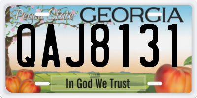 GA license plate QAJ8131